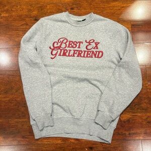 Gray Embroidered Crewneck 'Best Ex Girlfriend' Sweater